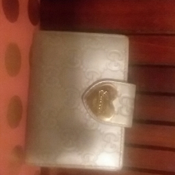 auth Gucci cute silver card case pass heart